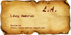 Lévy Ambrus névjegykártya